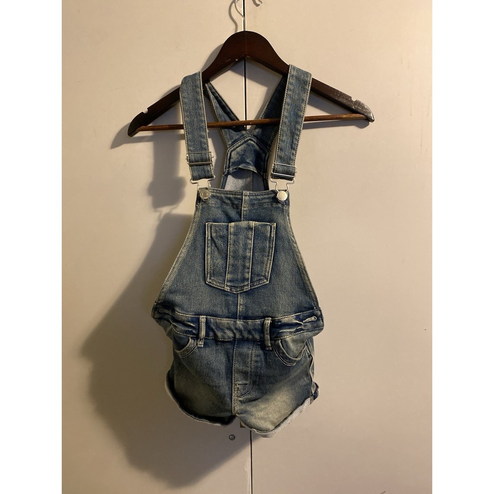 Silver Jean Co. size 8 Girls Nisha Blue Denim Jean Short Overalls Shortalls